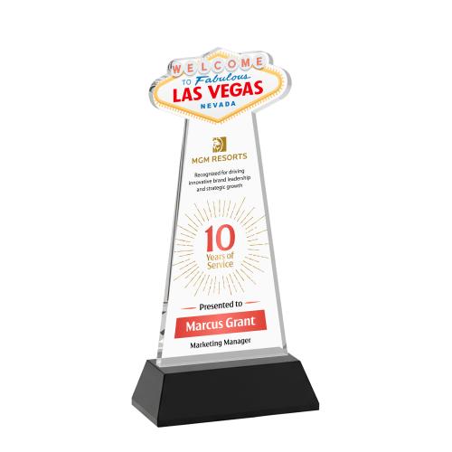 Recognition Awards - Crystal Awards - Las Vegas VividPrint&trade; Award on Hartford Base - Black
