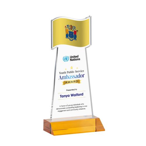 Recognition Awards - Crystal Awards - Flag VividPrint&trade; Award - Amber
