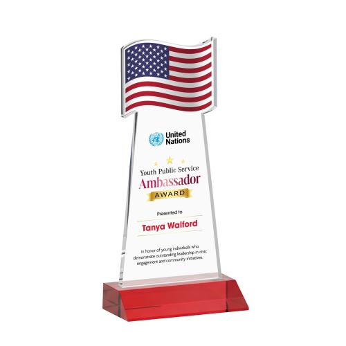 Recognition Awards - Crystal Awards - Flag VividPrint&trade; Award - Red