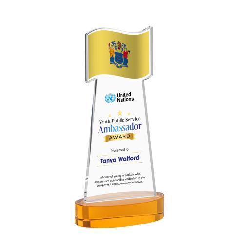 Recognition Awards - Shop by Price - Between $80 and $150 - Flag VividPrint&trade; Award on Alberton Base - Amber
