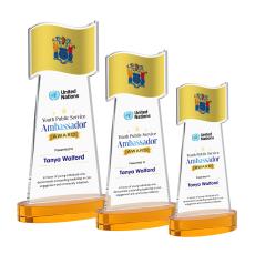 Flag VividPrint Award on Alberton Base - Amber - Crystal Awards