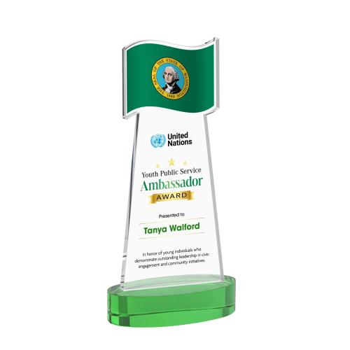 Recognition Awards - Crystal Awards - Flag VividPrint&trade; Award on Alberton Base - Green