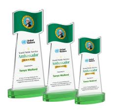 Flag VividPrint Award on Alberton Base - Green - Crystal Eagle Awards