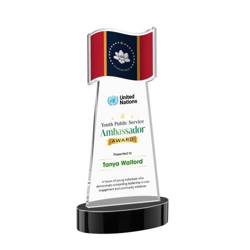 Recognition Awards - Crystal Awards - Flag VividPrint&trade; Award on Alberton Base - Black
