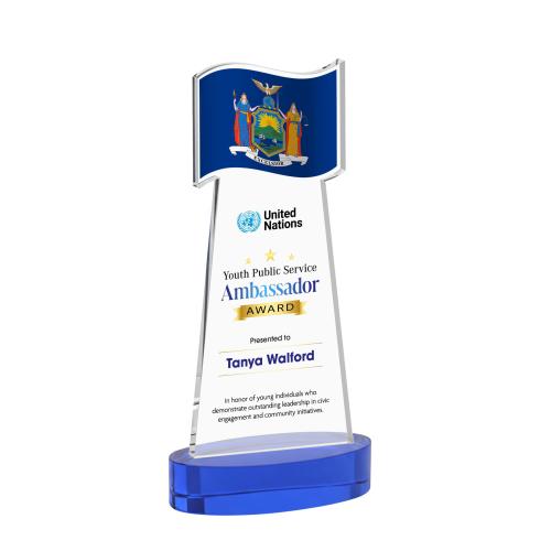 Recognition Awards - Crystal Awards - Flag VividPrint&trade; Award on Alberton Base - Blue