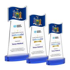 Flag VividPrint Award on Alberton Base - Blue - Crystal Eagle Awards