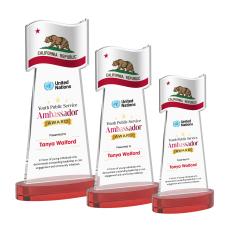 Flag VividPrint Award on Alberton Base - Red - Crystal Eagle Awards