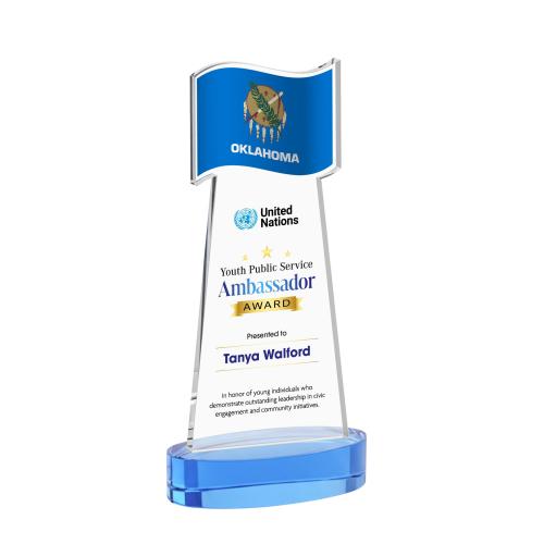 Recognition Awards - Crystal Awards - Flag VividPrint&trade; Award on Alberton Base - Sky Blue