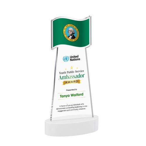 Recognition Awards - Crystal Awards - Flag VividPrint&trade; Award on Alberton Base - White