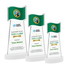 Flag VividPrint Award on Alberton Base - White - Crystal Eagle Awards