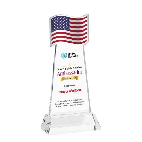 Recognition Awards - Shop by Price - Between $80 and $150 - Flag VividPrint&trade; Award on Hartford Base - Clear