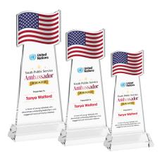 Flag VividPrint Award on Hartford Base - Clear - Crystal Awards