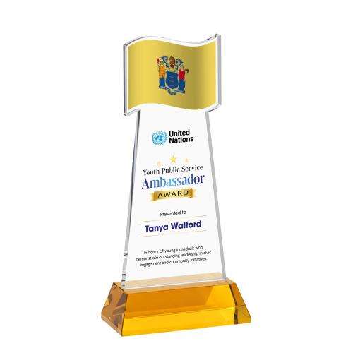 Recognition Awards - Shop by Price - Between $80 and $150 - Flag VividPrint&trade; Award on Hartford Base - Amber