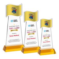 Flag VividPrint Award on Hartford Base - Amber - Crystal Awards