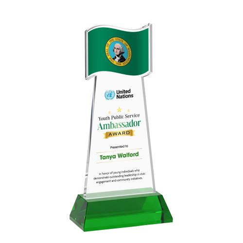 Recognition Awards - Shop by Price - Between $80 and $150 - Flag VividPrint&trade; Award on Hartford Base - Green