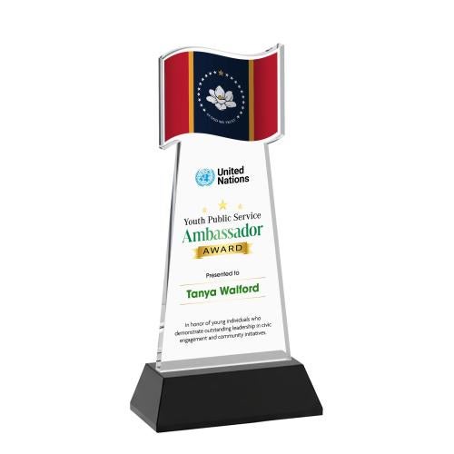 Recognition Awards - Crystal Awards - Flag VividPrint&trade; Award on Hartford Base - Black