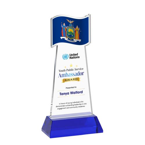 Recognition Awards - Crystal Awards - Flag VividPrint&trade; Award on Hartford Base - Blue