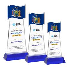 Flag VividPrint Award on Hartford Base - Blue - Crystal Eagle Awards