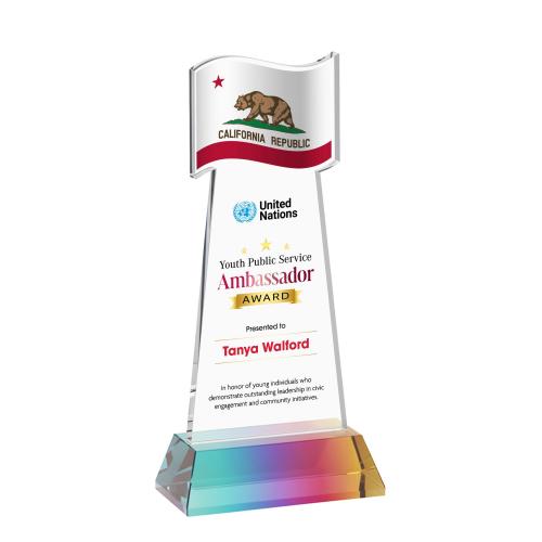 Recognition Awards - Crystal Awards - Flag VividPrint&trade; Award on Hartford Base - Prismatic
