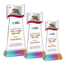 Flag VividPrint Award on Hartford Base - Prismatic - Crystal Eagle Awards