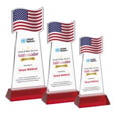 Flag VividPrint Award on Hartford Base - Red - Crystal Eagle Awards