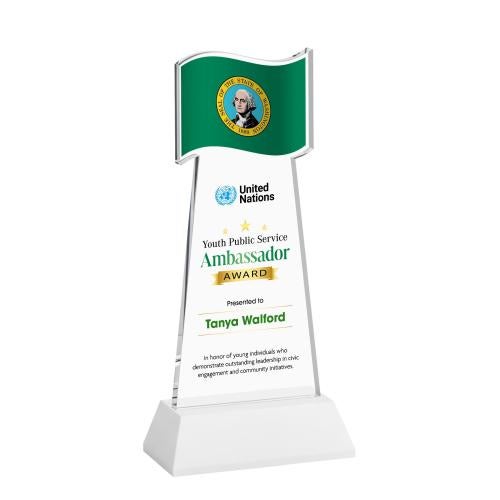 Recognition Awards - Crystal Awards - Flag VividPrint&trade; Award on Hartford Base - White