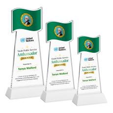 Flag VividPrint Award on Hartford Base - White - Crystal Eagle Awards