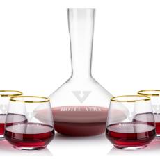 Tucson Carafe & Stemless Wine Set - Gold Rim - Carafes
