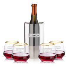 Catania Wine Cooler & Tucson Gold Rim Stemless Wine - Wine Accessories
