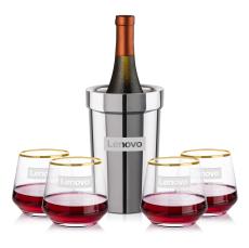 Milano Wine Cooler & Tucson Gold Rim Stemless Wine - Wine Accessories