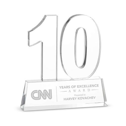 Recognition Awards - Shop by Recipient - Years of Service Awards - 10 Year Anniversary Milestone Award Acrylic