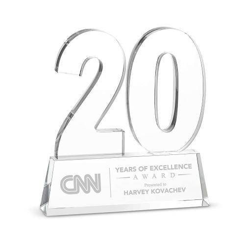 Recognition Awards - Shop by Recipient - Years of Service Awards - 20 Year Anniversary Milestone Award Acrylic