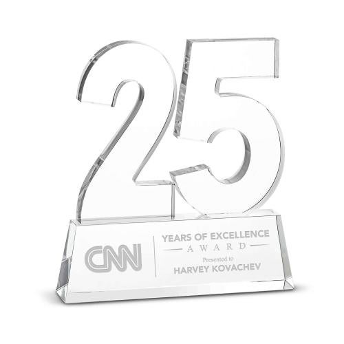 Recognition Awards - Shop by Recipient - Years of Service Awards - 25 Year Anniversary Milestone Award Acrylic