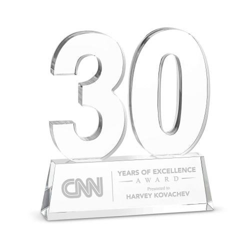 Recognition Awards - Shop by Recipient - Years of Service Awards - 30 Year Anniversary Milestone Award Acrylic