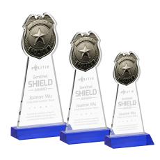 Police Badge Award - Blue - Glass Awards