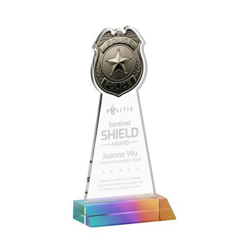 Recognition Awards - Crystal Awards - Police Badge Award - Prismatic