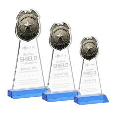 Police Badge Award - Sky Blue - Glass Awards