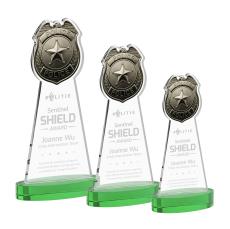 Police Badge Award on Alberton Base - Green - New Items