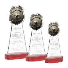 Police Badge Award on Alberton Base - Red - New Items