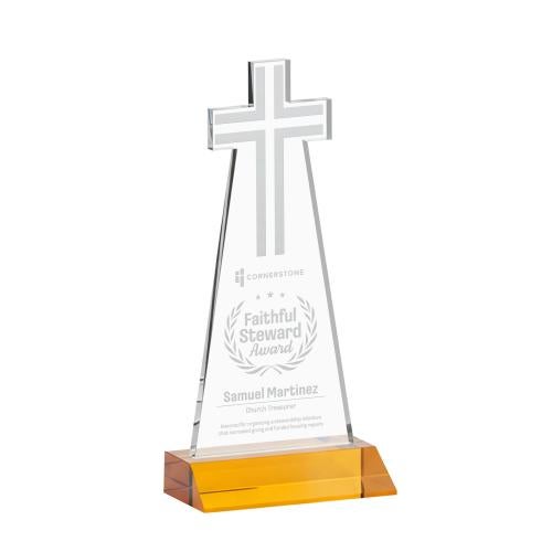 Recognition Awards - Crystal Awards - Cross Award - Amber