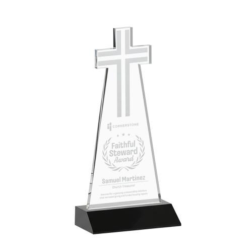Recognition Awards - Crystal Awards - Cross Award - Black
