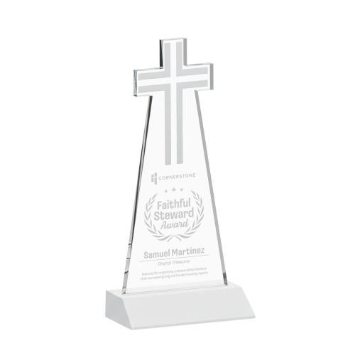 Recognition Awards - Crystal Awards - Cross Award - White