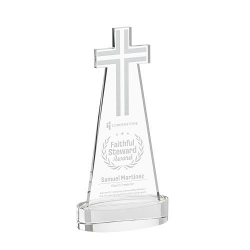 Recognition Awards - Crystal Awards - Cross Award on Alberton Base - Clear