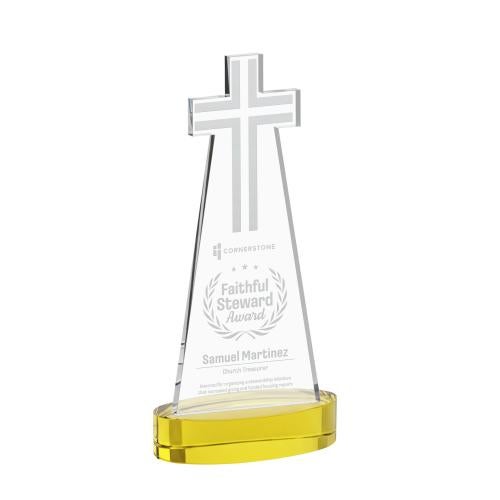 Recognition Awards - Crystal Awards - Cross Award on Alberton Base - Gold