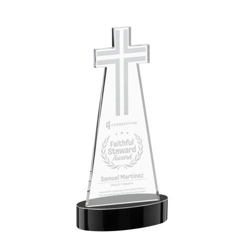Recognition Awards - Crystal Awards - Cross Award on Alberton Base - Black