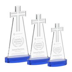 Cross Award on Alberton Base - Blue - Glass Awards