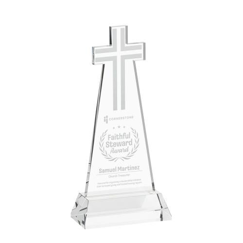 Recognition Awards - Crystal Awards - Cross Award on Hartford Base - Starfire
