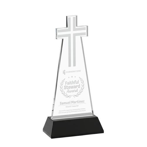 Recognition Awards - Crystal Awards - Cross Award on Hartford Base - Black