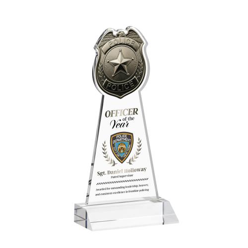 Recognition Awards - Crystal Awards - Police Badge VividPrint&trade; Award - Clear