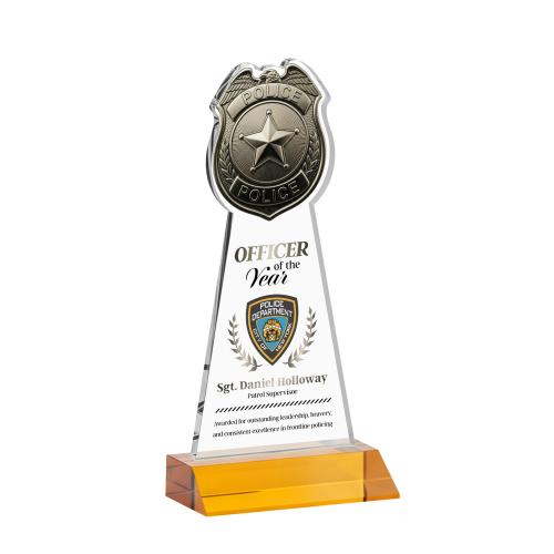 Recognition Awards - Crystal Awards - Police Badge VividPrint&trade; Award - Amber